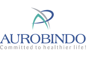 Aurobindo logo with health commitment slogan